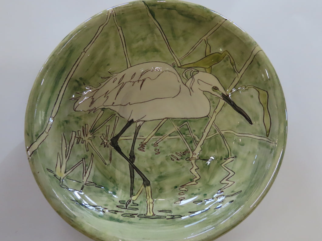 Large dish depicting Little egrets