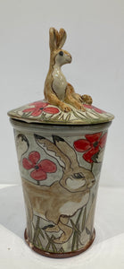 Large sitting Hare store jar decorated earthenware