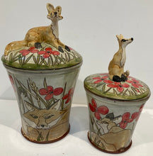 Load image into Gallery viewer, Large store jar with a sitting Fox  on the lid
