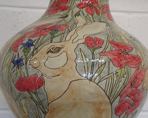 Large Vessel depicting  Hares in Poppy field